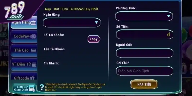 Nạp tiền dễ dàng